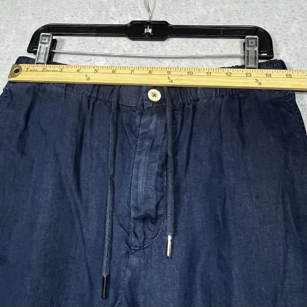 Quince Pants Womens Small Blue Cotton Linen Twill Straight Leg Pant Pockets